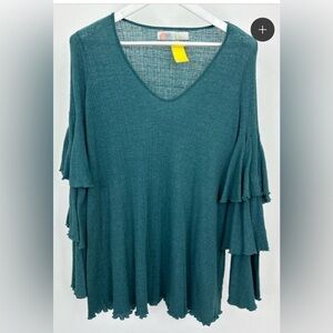 Free people women’s beach Long flare tiered sleeve TUNIC coverup sz S oversized